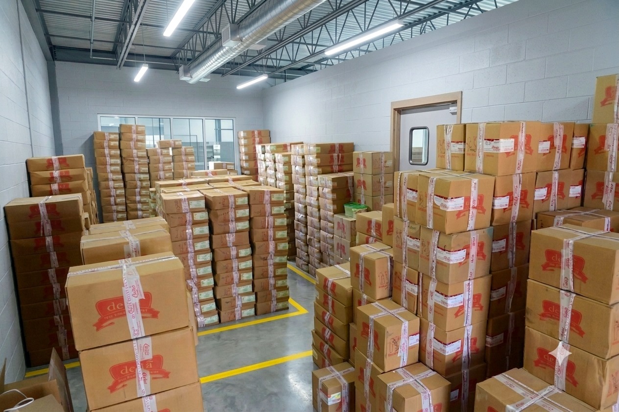 Food ingredient product inventory stored for distribution from Chennai across South India