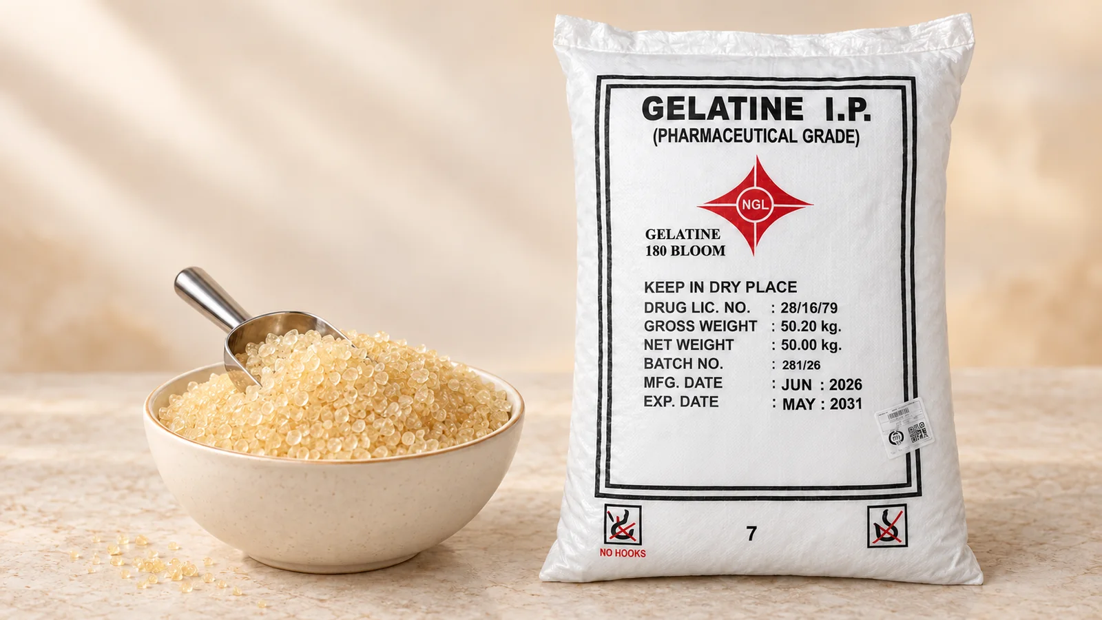 Gelatin 180 Bloom for commercial food production