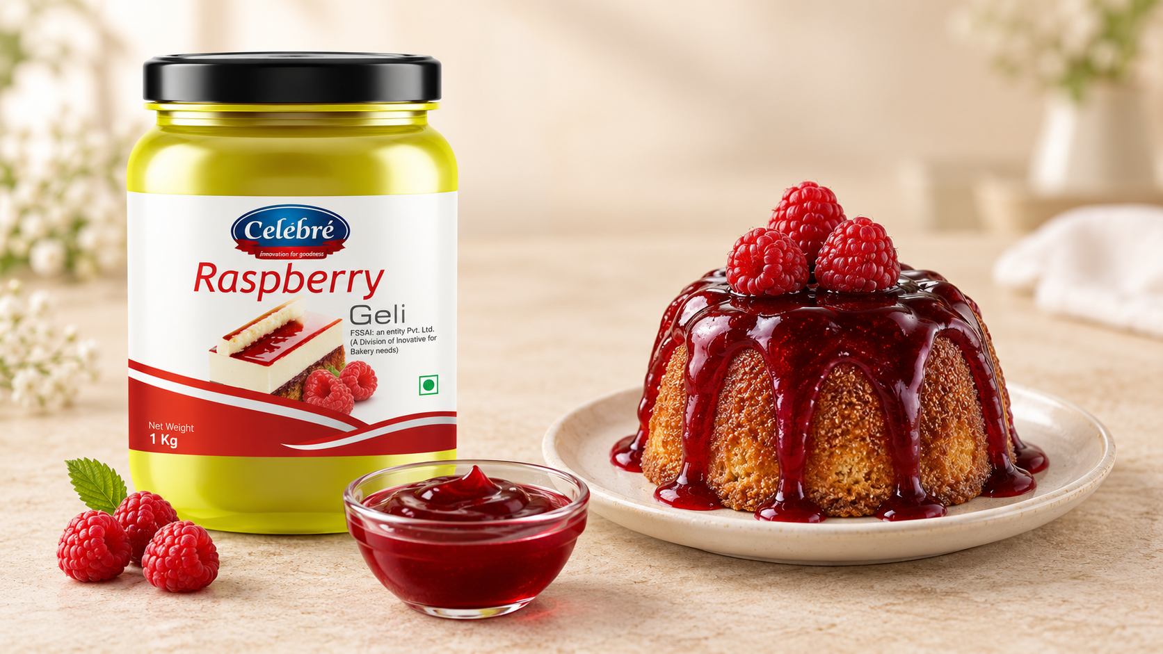 Raspberry Glaze Gel for commercial food production