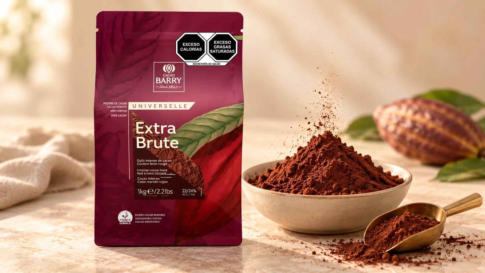 Extra Brute Cocoa Powder (22/24% Fat) for commercial food production